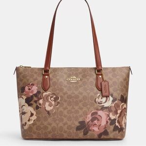 Coach Floral Brown Tote Bag
